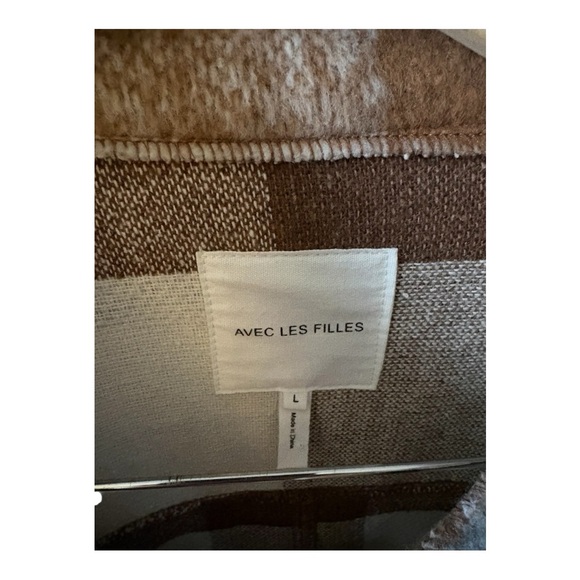 Avec Les Filles Plaid Shacket Jacket Coat Women’s Large Brown Neutral - Picture 6 of 9